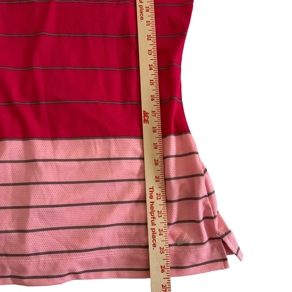Nike Golf Tour Performance Dri-FIT Polo Shirt Pink White Striped Womens XS